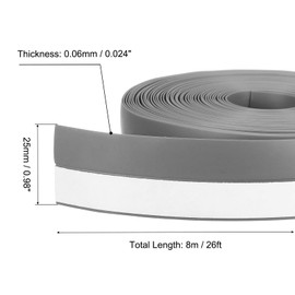 PATIKIL 8M/26ft Silicone Seal Strip, Door Window Bottom Seal Strip Adhesive Tape Weather Stripping for House Shower Window and Door Gap, Grey (Wide 25mm)