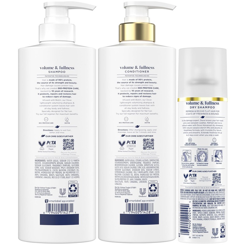 Dove Shampoo and Conditioner Set, Volume & Fullness + Advanced