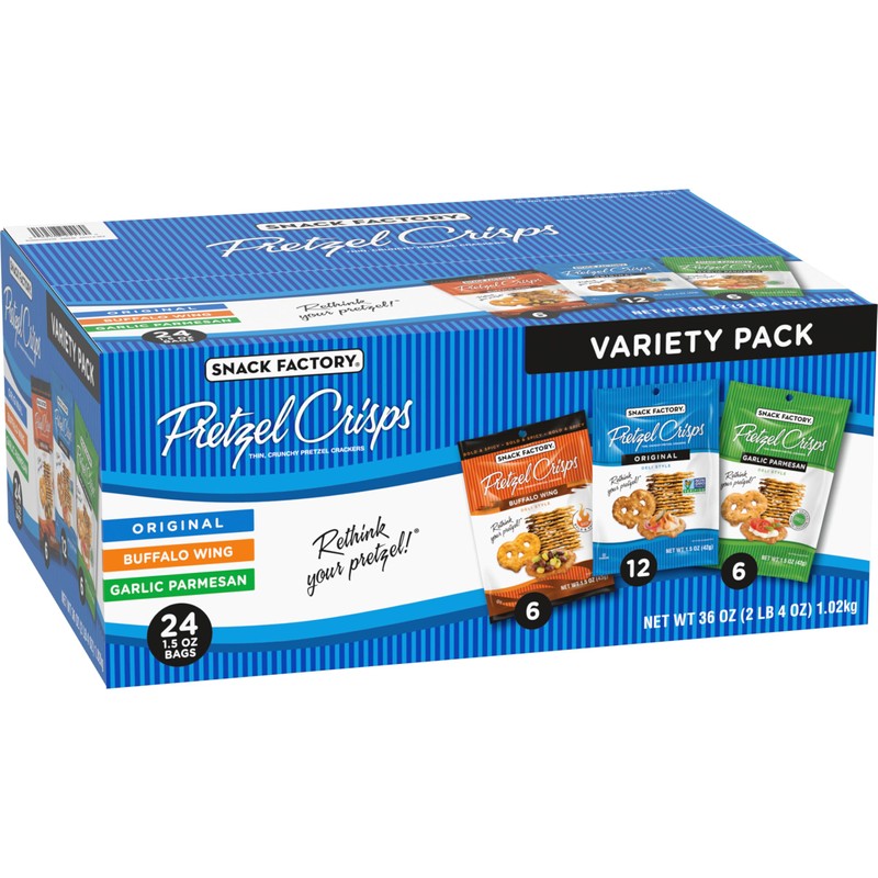 Snack Factory Pretzel Crisps Variety Pack, Individual 1.5 Ounce (Pack