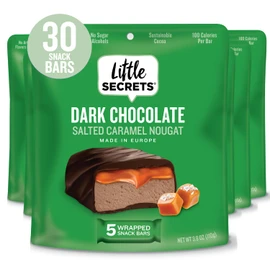Little Secrets | Creamy Nougat Bars | 30% Less Sugar | Guilt-Free | Nothing Artificial (Salted Caramel Nougat, 6-Pack (30 Snack Bars))