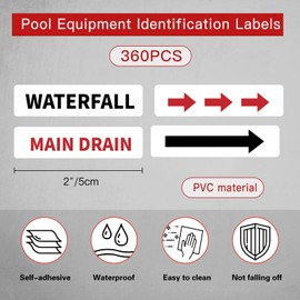 360PCS Pool Equipment Identification Labels for Swimming Pool,Waterproof Pool Plumbing Label Stickers for Spa Equipment,Plumbing&Piping Parts(2"x0.5")