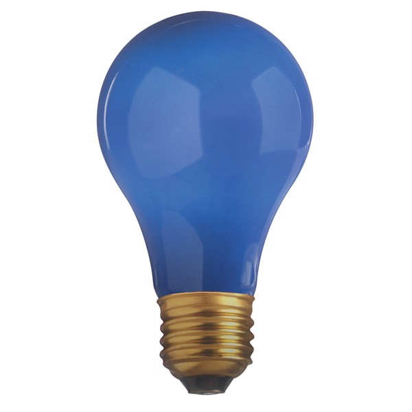 Satco S4985 60 Watt A19 Incandescent Light Bulb, Ceramic Blue