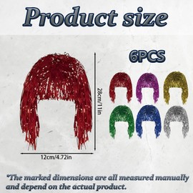 6 Pcs Party Wigs, Hair Tinsel Kit For Masquerade Wigs, Shiny Tinsel Wig In Red Blue Gold Silver Green Rose Red, Fancy Dress Cosplay Photo Props, Adults Men Women Party Accessories