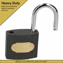 Padlock Cast Iron Safety Security Shackle Includes 2 Keys Heavy Duty Outdoor Safety Lock Ideal Locks for Ladders Shutter Doors Tools Home Sheds and Garage (40mm)
