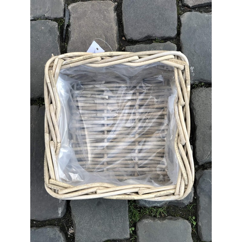 Burkhardt Korbwaren Plant Basket Square in Rattan Grey Approx. 28