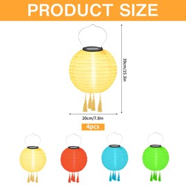Solar Lanterns, Outdoor Weatherproof, Pack of 4 Lanterns, Solar Lights for Outdoors, Hanging Solar Lights, Solar Lantern, Solar Light Hanging, with 4 Tassels, for Patio, Yard, Garden