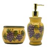 Tuscany Grape Collection Deluxe Hand-Painted Soap Dish and Lotion Dispenser