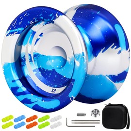 X8 Finger Spin Yoyo Professional Responsive Yoyo for Kids 8-12 or Above, Pro Unresponsive Trick Yoyo for Intermediate Advanced, Dual Purpose Alloy Yoyo + 10 Yoyo Strings + Storage Case + Bearing Kit