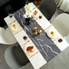 Jayusaror Table Runner Modern Autumn Grey and White Linen Marble