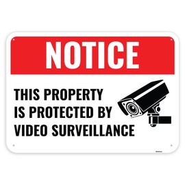 1PC This Property Is Protected By Video Surveillance Sign, 14 x 10 Inches - Aluminum - Under Camera Monitoring Recording Sign