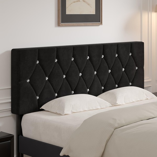 VECELO Tufted Upholstered Headboard Queen Size, with 6 Adjustable Height