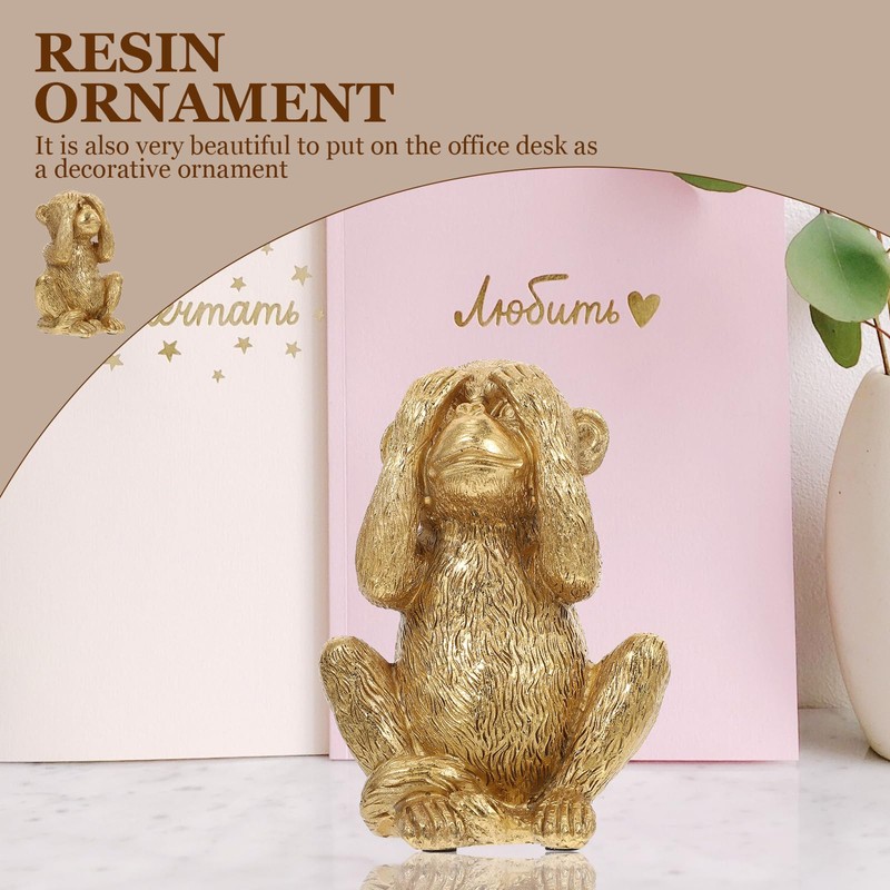 Housoutil Resin Monkeys, Nothing See Gold Monkey Statue, Evil Golden