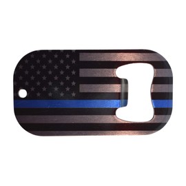 Police Officer Bottle Opener Heavy Duty Stainless Steel Thin Blue Line Flag Department Law Enforcement Subdued