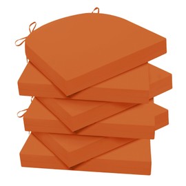 Wellsin Outdoor Chair Cushions for Patio Furniture, 3-Year Color Fastness Patio Chair Cushions Set of 6, Water Resistant Round Corner Outdoor Seat Cushions 17"X16"X2", Orange