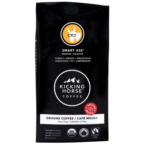 Kicking Horse Coffee, Smart Ass, Medium Roast, Ground, 10 Oz - Certified Organic, Fairtrade, Kosher Coffee