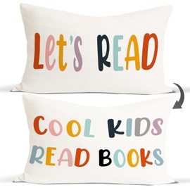 Rusenbao Classroom Kids Reading Decorative Pillows Covers for Bed, 12x20 Pillow Cover, School Girl Style Classroom Decor, Toddler Reading Nook Nursery Decor for Couch Bedroom Playroom