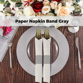 Germiwipe 2500 Pcs Gray Napkin Bands,Paper Napkin Rings Self-Adhesive,Silverware Wraps Bands, Perfect for Birthday Parties, Weddings, Family Reunion & Events