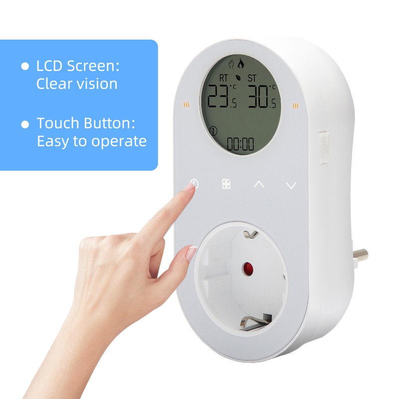 WiFi Digital Thermostat Outlet Plug 16A Outlet Tuya App Voice