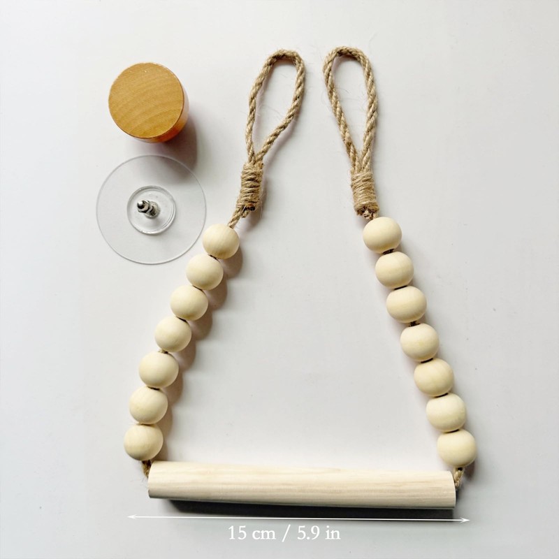 Wood Bead Toilet Paper Holder Boho Toilet Roll Holder Bathroom