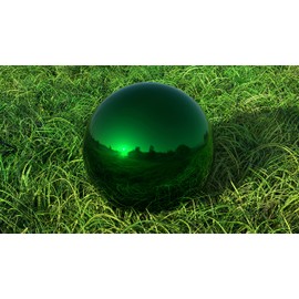 Lulu Decor, Size 12 Green Stainless Steel Gazing Mirror Ball, Smooth Reflective Shiny Garden Decoration Globe