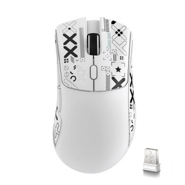 ATTACK SHARK R1 Wireless Gaming Mouse,Tri-Mode Connection (2.4G/Wired/BT5.2),55g Lightweight,18K DPI Optical Sensor,HUYU 20 Million Key Life,Ergonomic Design,for PC/Laptop/Win/Mac(White+Sticker)