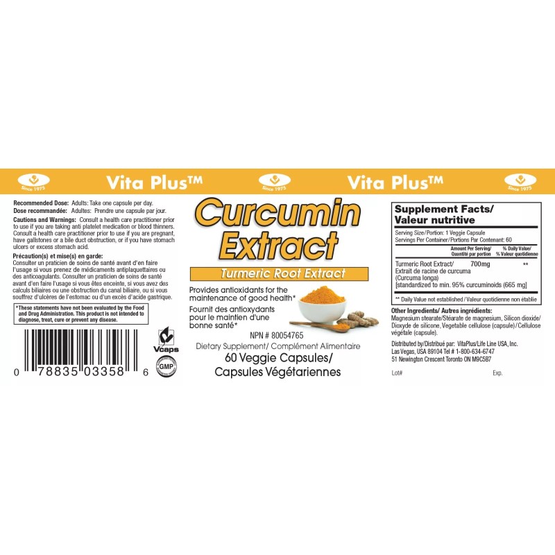 vita Plus 3 Pack Vita Plus curcumin capsules 700m 60