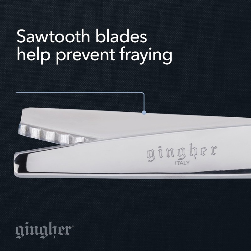 Gingher 7.5" Pinking Shears, Zigzag Blades Prevent Fraying, Chrome Plated