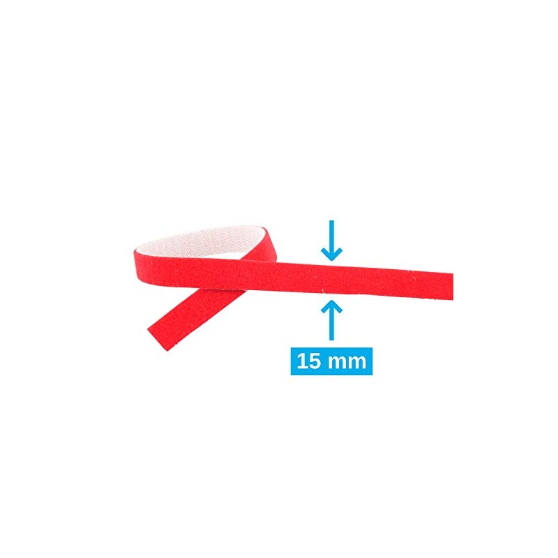AIXONTEC 25 m Velcro Red Velcro Cable Ties 15 mm