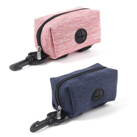 Monsully 2 Pcs Dog Poo Bag Holder,Poo Bag Holder,Dog Poo Bag Dispenser,Dog Walking Bag,Dog Walking Accessories,Pet Poop Bag Dispenser Leash Attachment,for Dog Walking,Running,Hiking (Pink+Dark Blue)