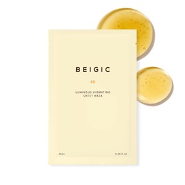 BEIGIC Luminous Hydrating Sheet Mask with Vitamin C, Peptides and Niacinamide for Radiant Skin and Intense Hydration, Vegan and Cruelty-Free (1 sheet / 25ml)