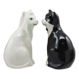 Ebros Wedding Cats Feline Black And White Cats In Tuxedo And Bridal Gown Salt And Pepper Shakers Ceramic Magnetic Figurine Set 3.75"H