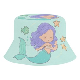 Kids Hats Mermaid Boys Girls Summer Bucket Travel Beach Sun Hat Cap Wide Brim for Toddler Children (12-24 Months, Mermaid)