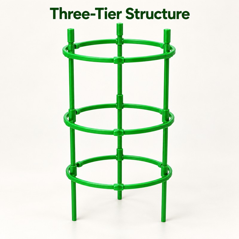 3-Tier Plant Support Rings for Potted Plants – 9-Piece Green