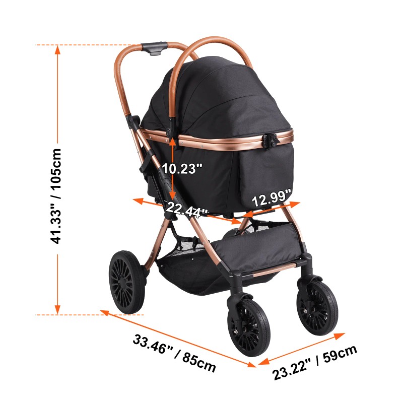 4-Wheel Pet Stroller with Rotate Brakes 66 Lbs Weight Capacity