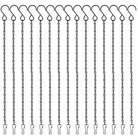 PLULON 15 Pack 10 Inch Hanging Basket Hooks Black Hanging Chains Garden Plant Hanger Chain Clips Outdoor for Flower Baskets, Bird Feeders, Wind Chimes, Lanterns, Ornaments