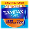 Tampax Pearl Tampons, Super Plus With Applicator, 72 Tampons (18