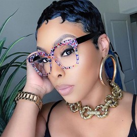 VOOGLAM Blue Light Glasses for Women Computer Phone TV Anti Eyestrain Dry Eyes Square Pattern Martha GWA012457-05