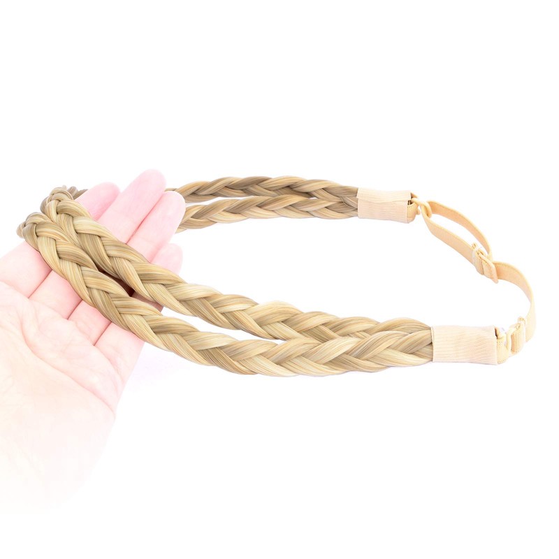BOBIYA Women Girls Double Three-Strand Braided Synthetic Hair Headband (Orange