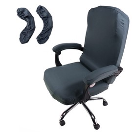 WOMACO - Fundas elásticas para sillas de oficina, funda elástica para sillas de computadora con reposabrazos y fundas universales para sillas de jefe moderno estilo simplismo (gris oscuro, grande)