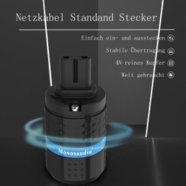 Monosaudio F182G 99.998% Pure Copper Gold-Plated Audio Cable Connectors C7 IEC Connection AC 25A 250V Power Cable (One Pieces, Gold Plated)