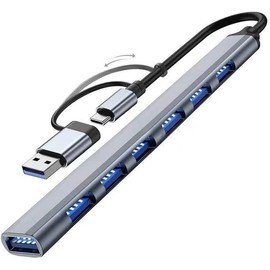 USB Hub 7 Port USB A Port und USB C auf USB Hub Multiple USB Hub für PC, Mac, MacBook Pro, iMac und Desktop