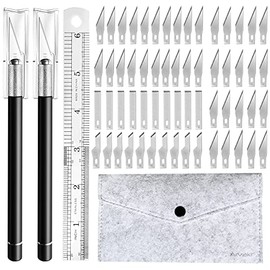 Craft Hobby Knife , Exacto Knife , 2 Knives and 60 Blades with a Bag , Precision Cutter Knife for Cutting Carving Scrapbooking Stencil , Black with Bag