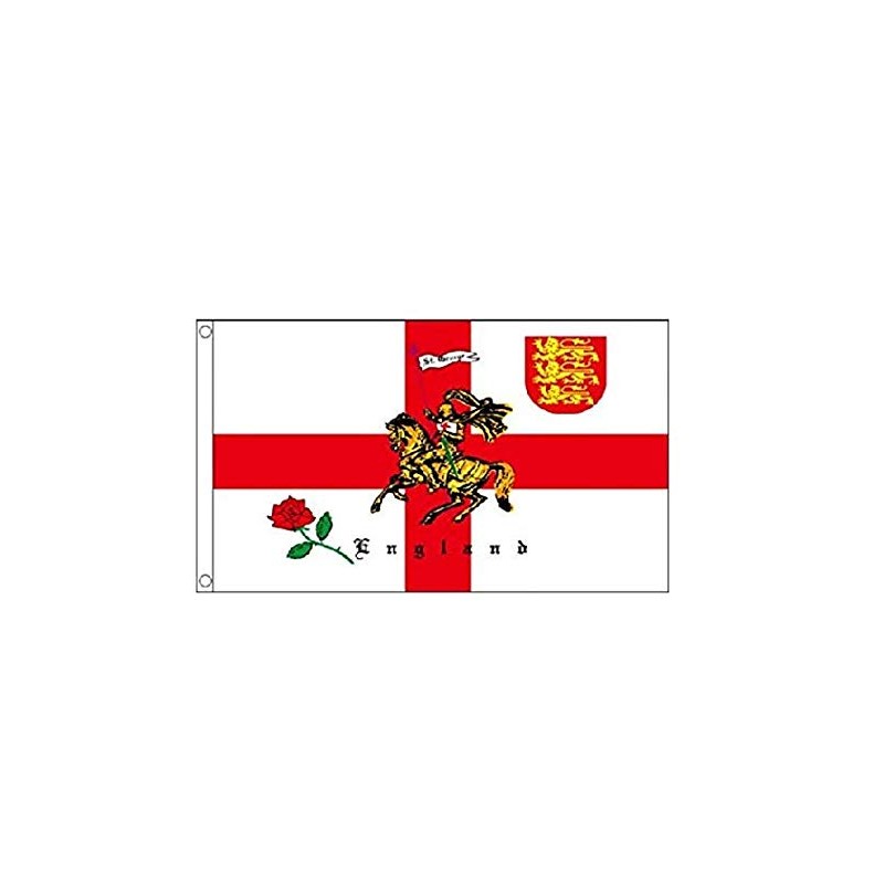 England Rose and Lion Charger St George 5'x3' Flag