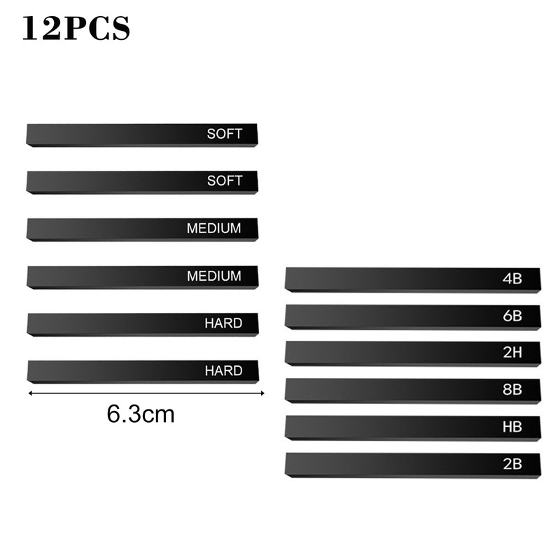 Graphite Material Sticks, 12 Pcs Square Compressed Charcoal, Graphite Pencils,Drawing