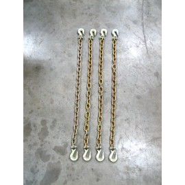 Arden - sourced (4) 3/8"x 3' Grade 70 Transport Chains - High Quality - With G70 Grab hooks