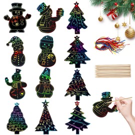 MACULPER Pack of 48 Christmas Scratch Pictures Scratch Pictures for Children Crafts Christmas Children Scratch Pictures for Children Christmas Crafts Children for Christmas Children Gift