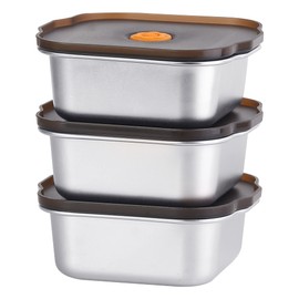 Misichao Stainless Steel Food Storage Containers with Airtight Lid | 450 ml Small Freezer Pots Reusable Meal Prep Container Leak-Proof, Stackable & BPA-Free - Freezer and Dishwasher Safe 3 Count