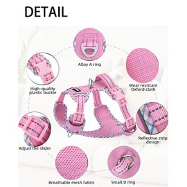 Petank Dog Harness Small Sized Dog, Puppy Harness Small Size Dog for Dog Training Walking, No Pull Dog Harness for Small Dogs, XS Dog Harness (Pink, XS)