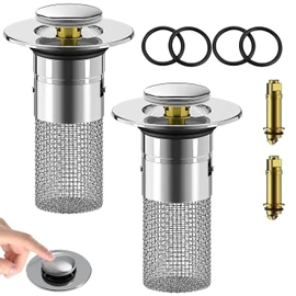2PCS Bathroom Hair Catcher Sink Stopper Hair Catcher, Stainless Steel Floor Drain Filte,Pop Up Sink Drain Filter with Removable Stainless Steel Filter Basket Hair Catcher