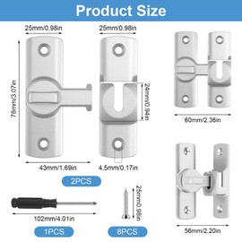 Luminous Door Bolt Sliding Lock, Pack of 2 Bedroom Snap Latch with Screws Screwdriver, Latch Window Locking Sliding Latch for Kitchen, Bathroom, Bedroom